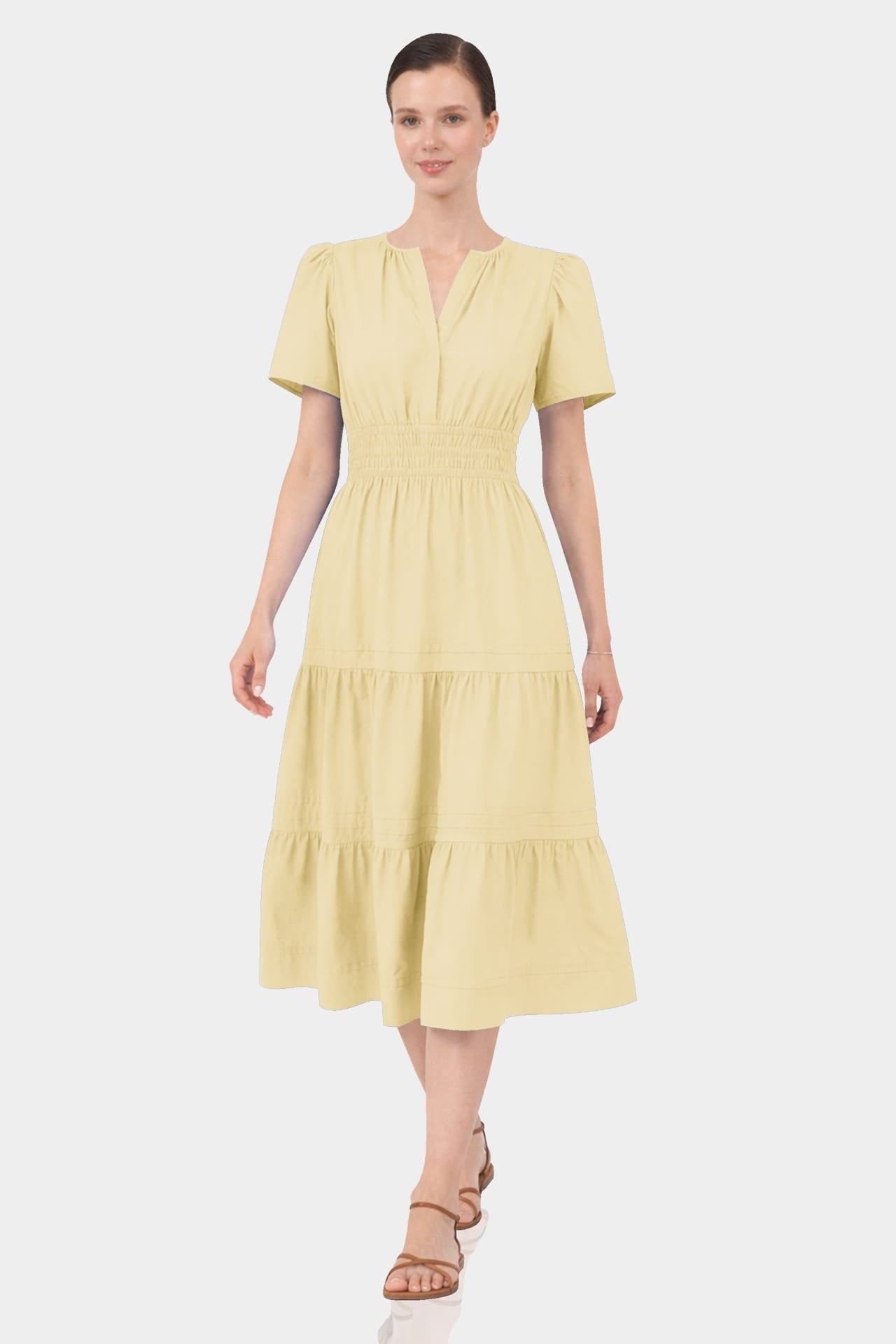 Champagne Cotton Workwear Dress for Women – Cotton Midi Dress