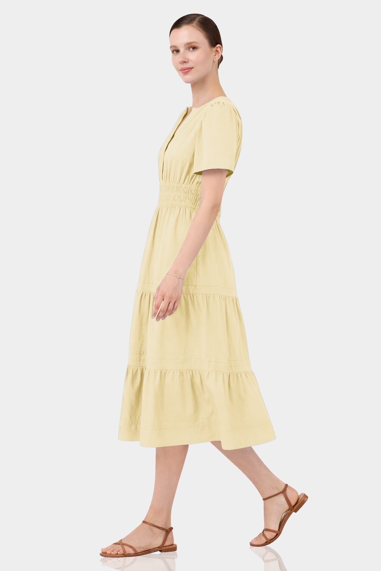 Champagne Cotton Workwear Dress for Women – Cotton Midi Dress