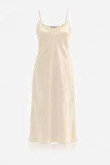 Champagne Satin Slip Midi Dress