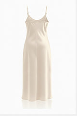 Champagne Satin Slip Midi Dress