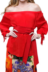 Cherry Picked Solid  Cold Shoulder Top