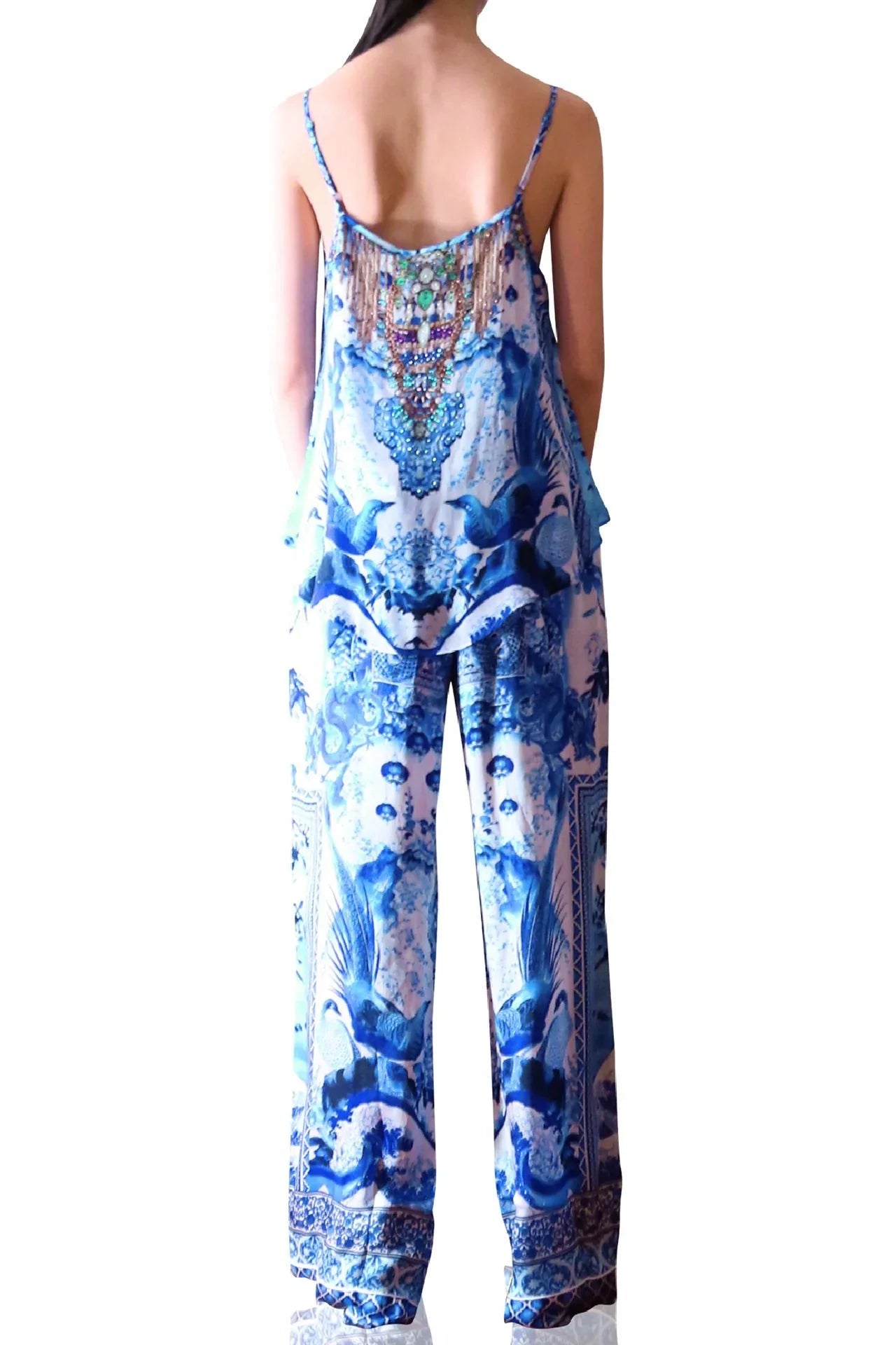 China Azure Drawstring Pajama Pants