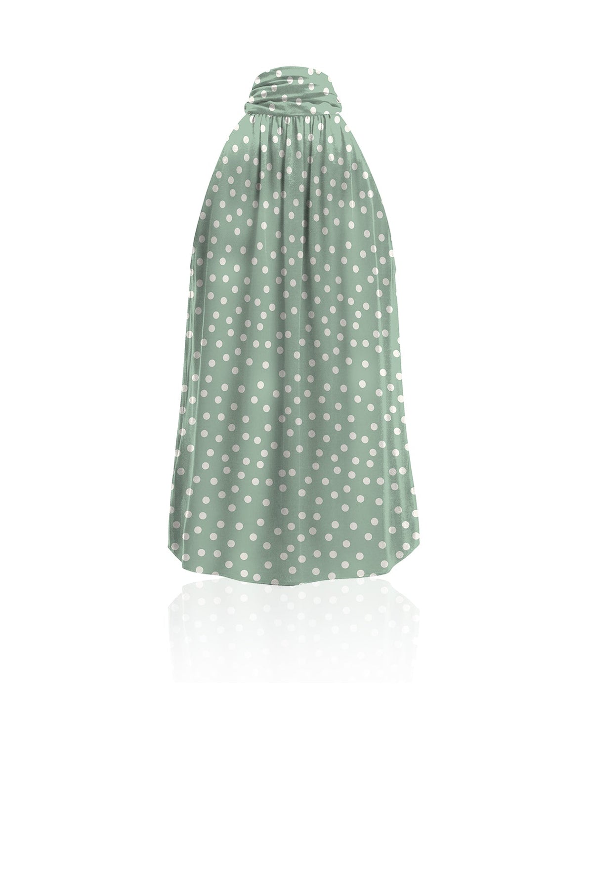Celadon Mist Polka Dot Silk Maxi Blouse