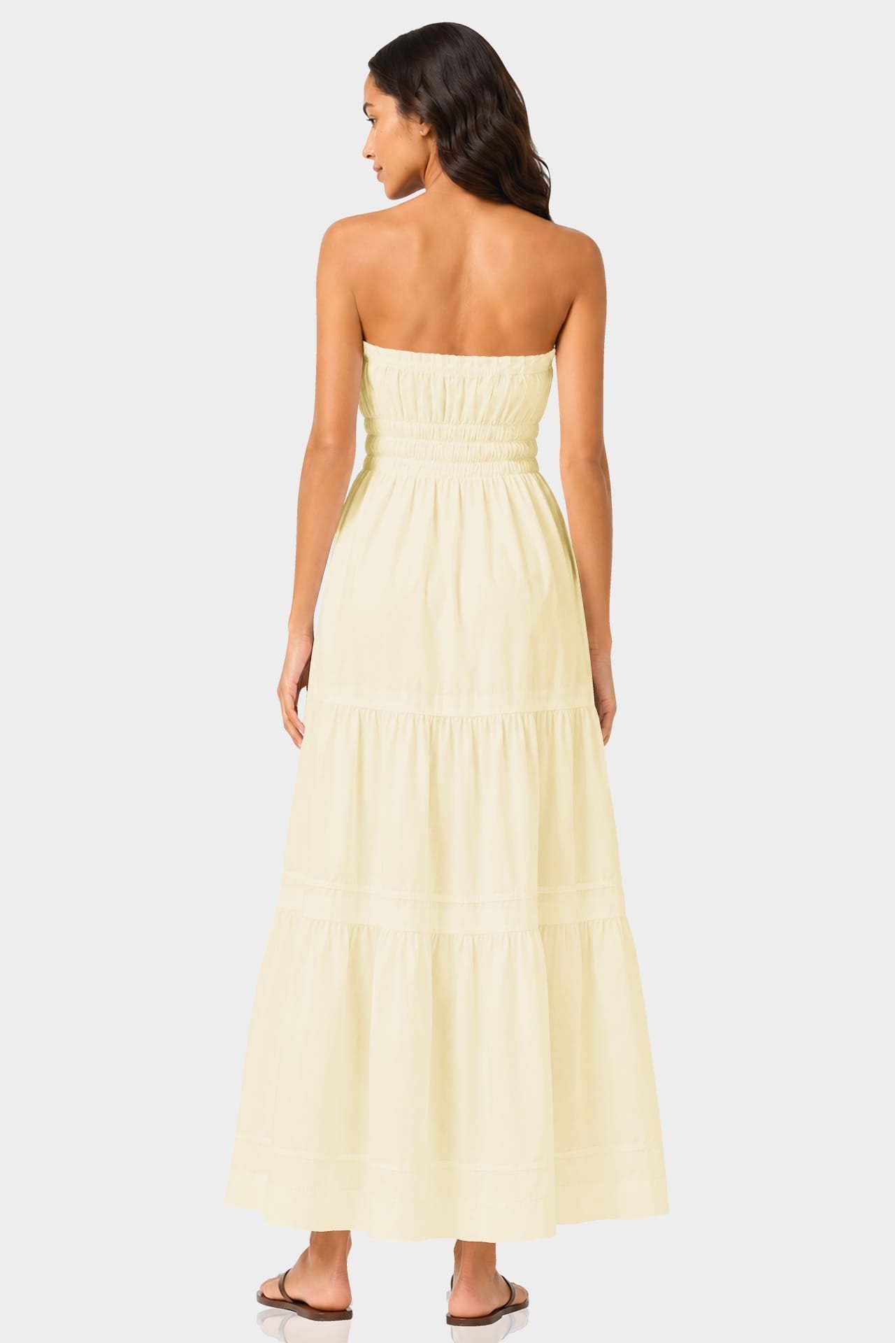 Champagne Sleeveless Tiered Maxi Dress – Cotton Brunch Dress