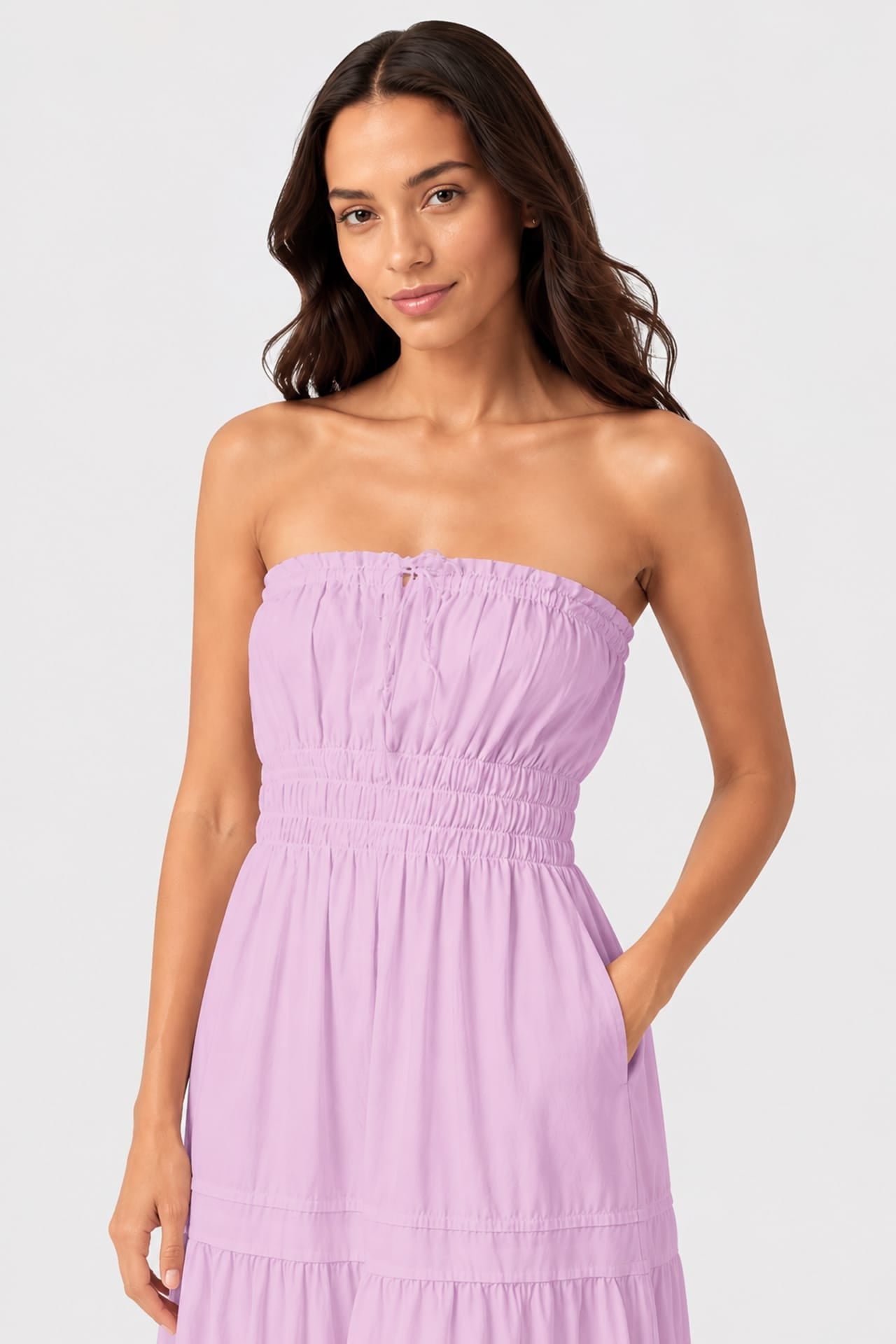 Candy Pink Cotton Poplin Maxi Dress – Strapless Vacation Dress for Women