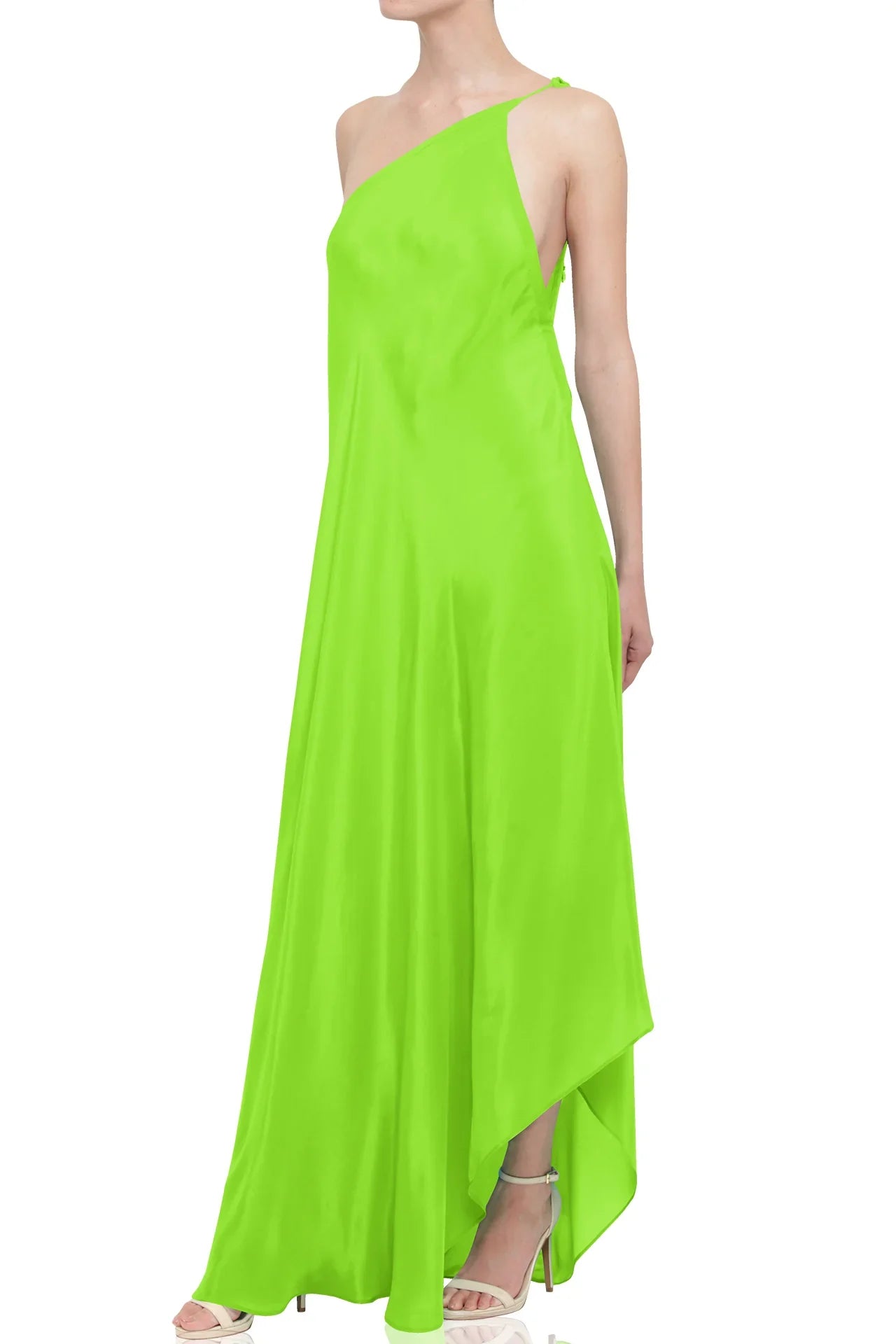 Designer Green Maxi Handkerchief Dress
