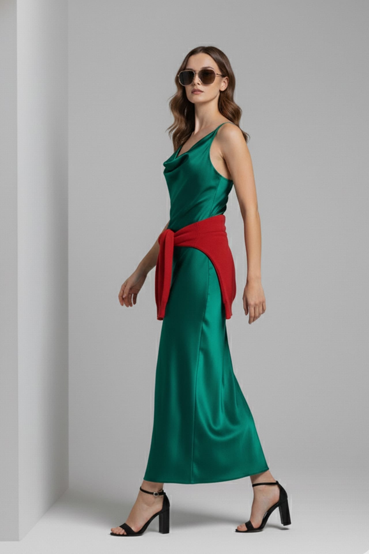 Cowl Neck Crisscross Back Maxi Dress for Holiday Parties