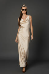 Cowl Neck Crisscross Back Dress for Prom Night