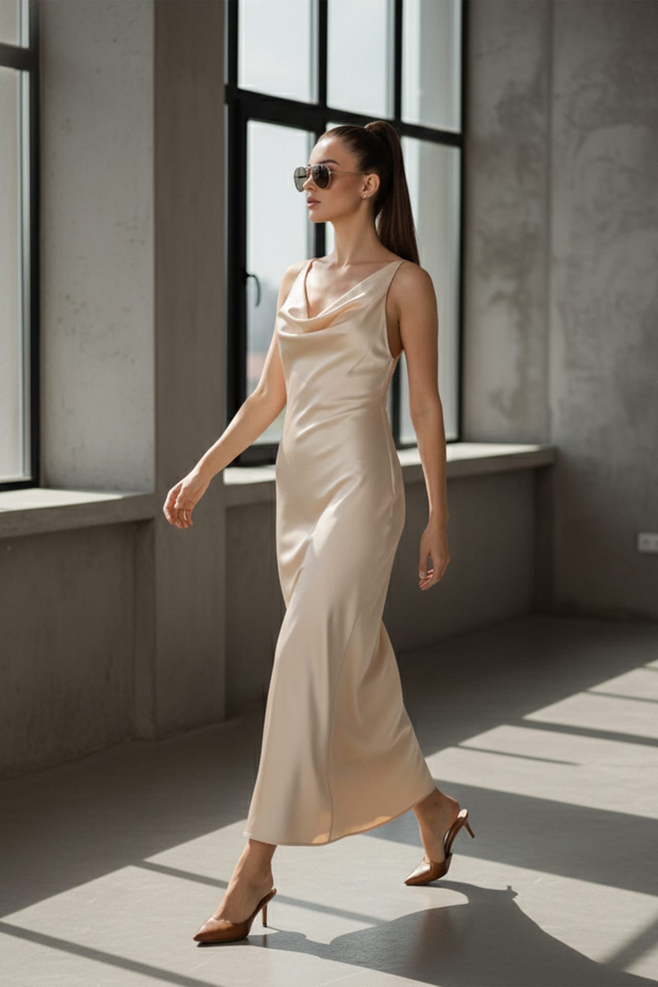 Cowl Neck Crisscross Back Dress for Prom Night