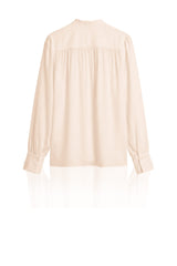 Cream Satin Scarf Tie-Neck Blouse
