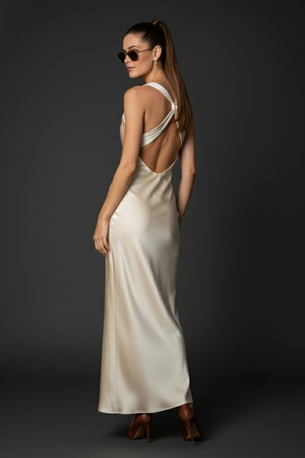 Cowl Neck Crisscross Back Dress for Prom Night