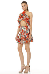 Canaves Epitome Floral Printed Halter Neck Ruffle Top