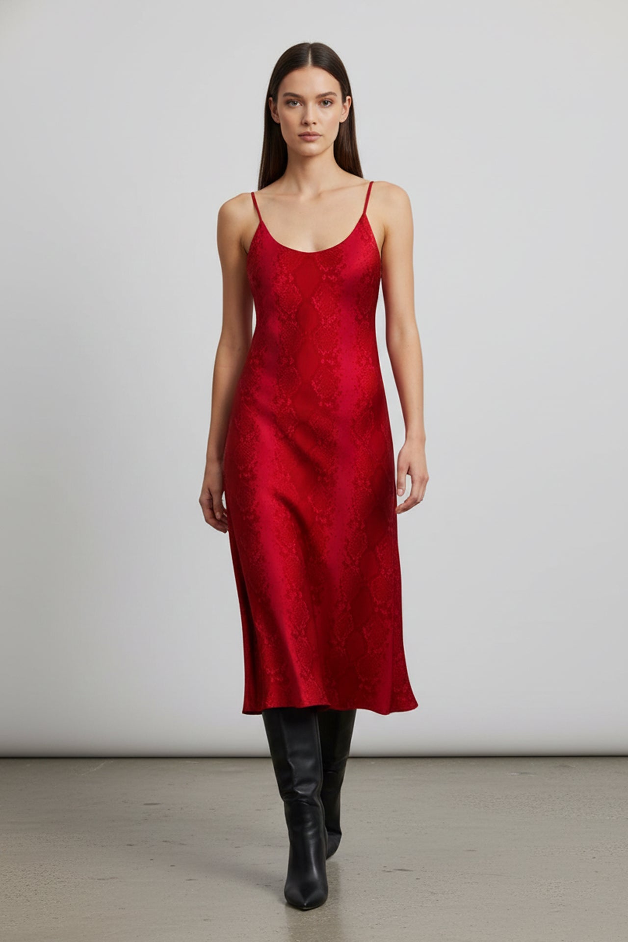 Blood Stone  Camisole Midi Slip Dress Made In  Vegan Silk