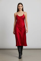 Blood Stone  Camisole Midi Slip Dress Made In  Vegan Silk