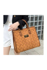 Brown Quilted Tote Handbag