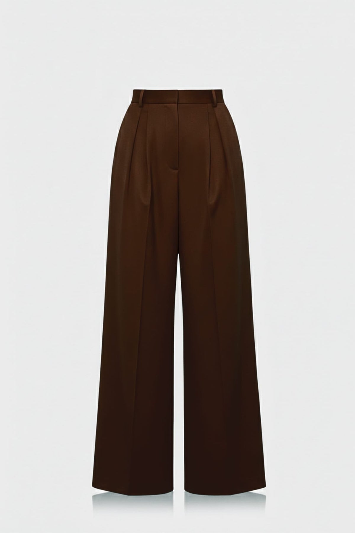 Deep Chocolate Brown Premium Satin Trousers for Business Casual Women