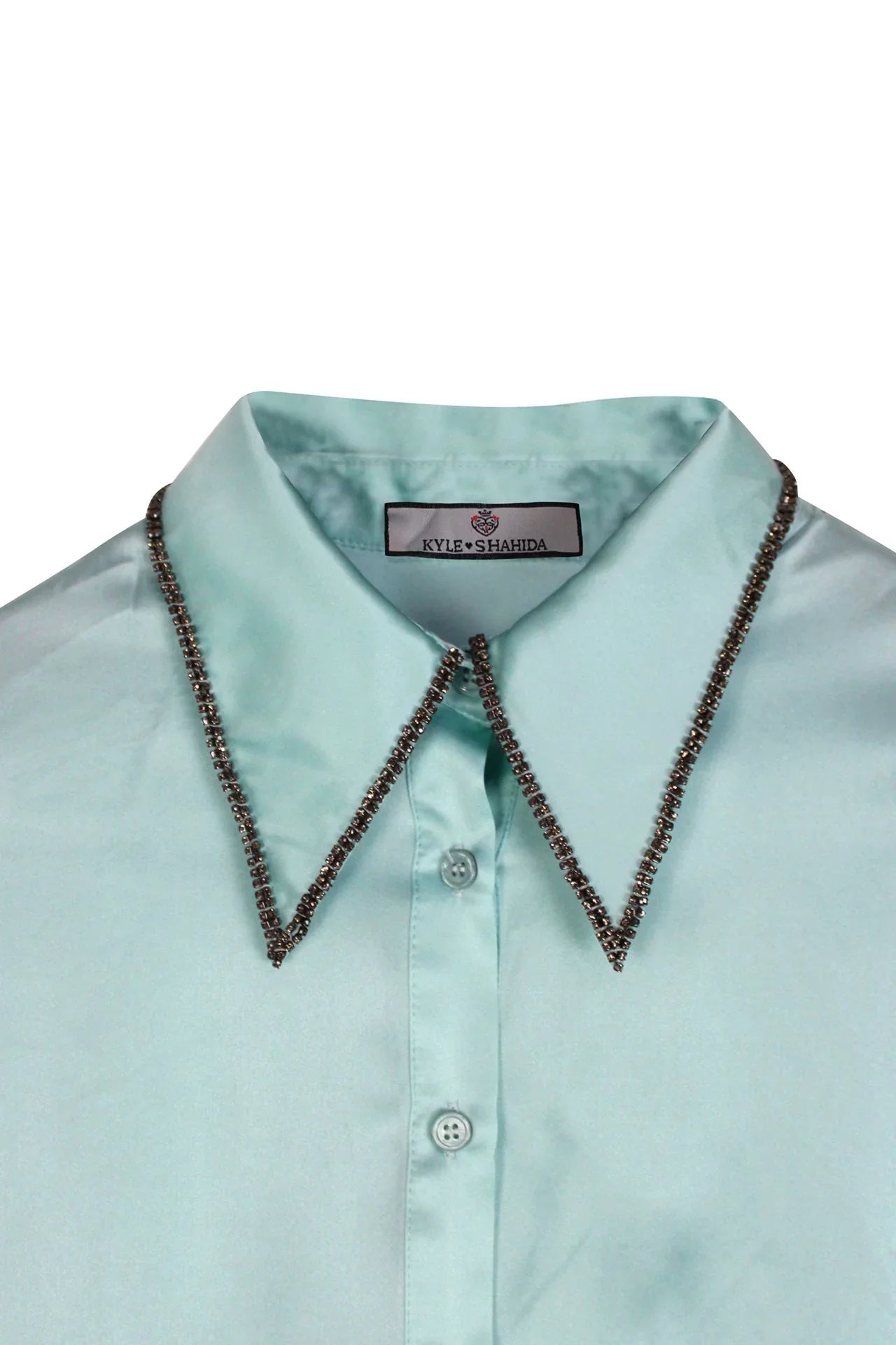 Designer Button Down Shirt In Aqua