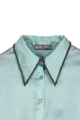 Designer Button Down Shirt In Aqua