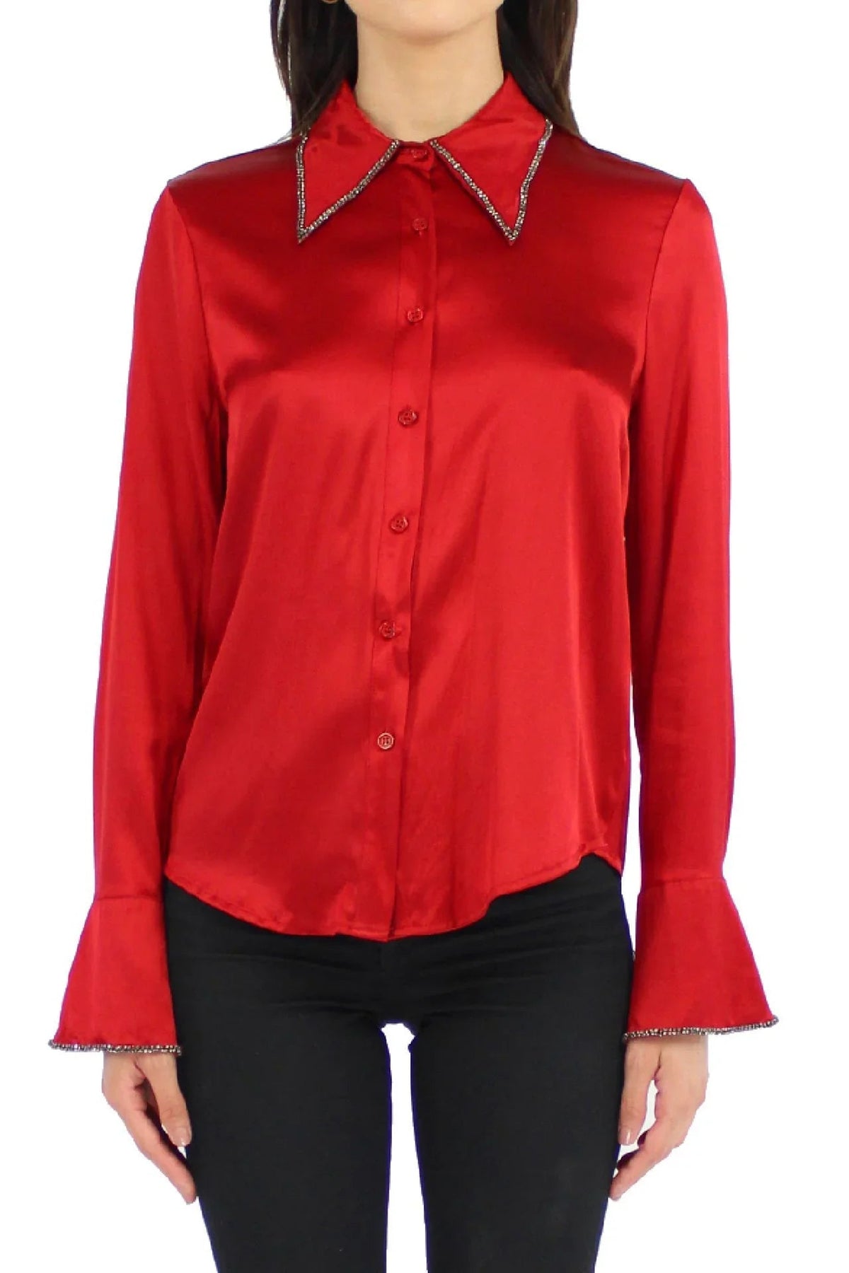 Designer Button Down Shirt In Red