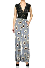 Cupro Sustainable Biodegradable Fabrics Silk Designer Pants In Evil Eye