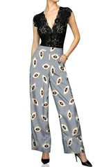 Cupro Sustainable Biodegradable Fabrics Silk Designer Pants In Evil Eye