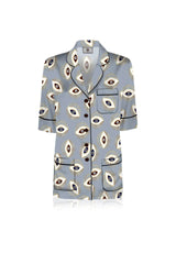 Biodegradable Fabrics Vegan Silk Half Sleeve Pajama Set in  Evil Eye Grey