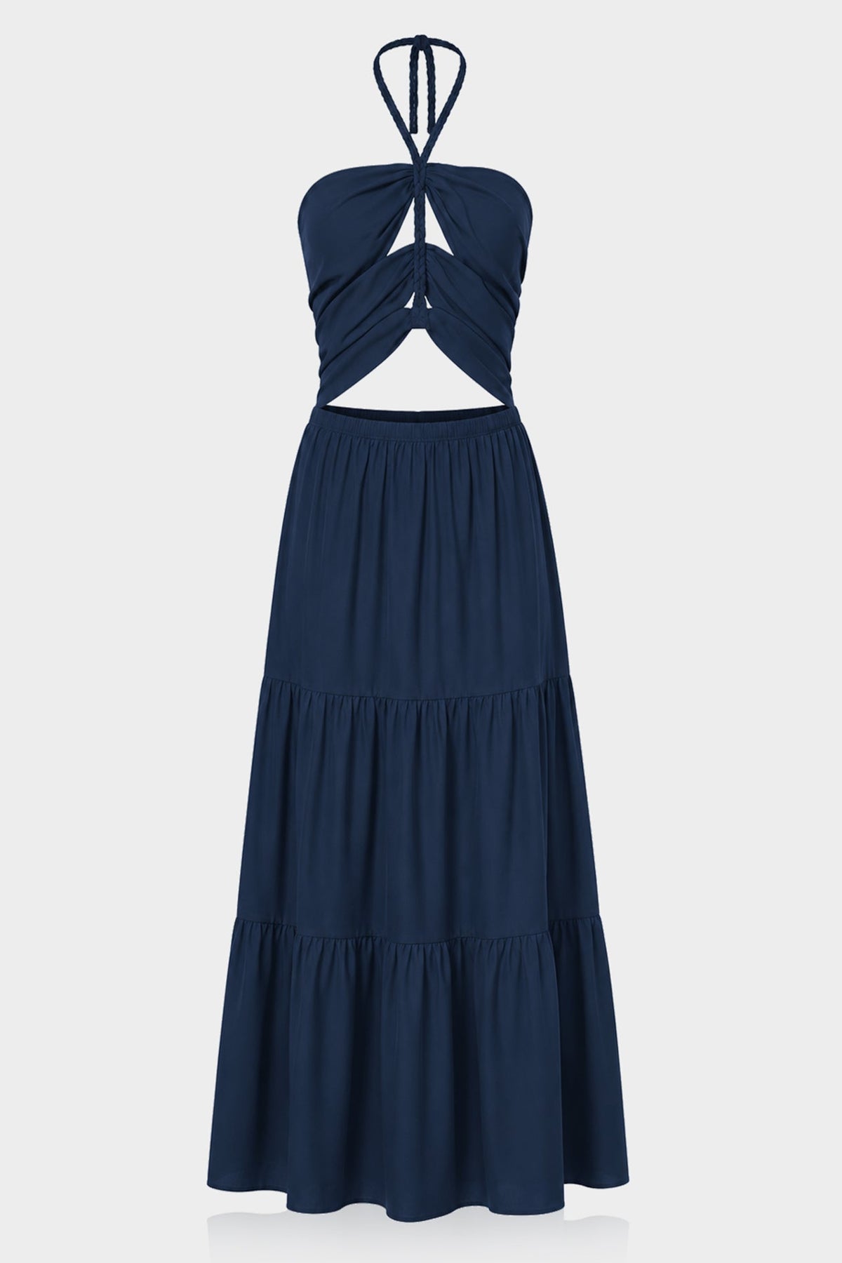 Blue Cut Out Layered Maxi Dress