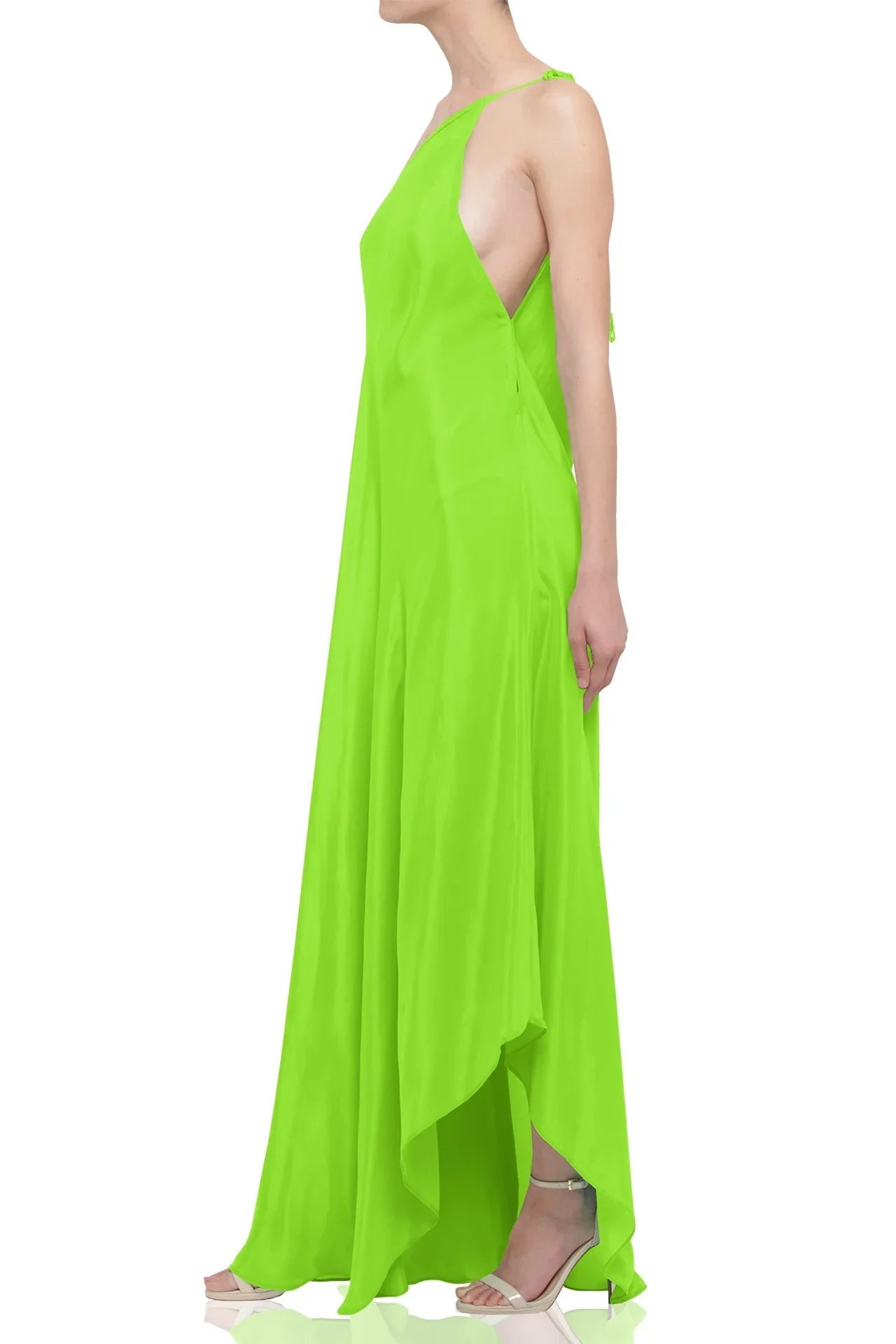 Designer Green Maxi Handkerchief Dress
