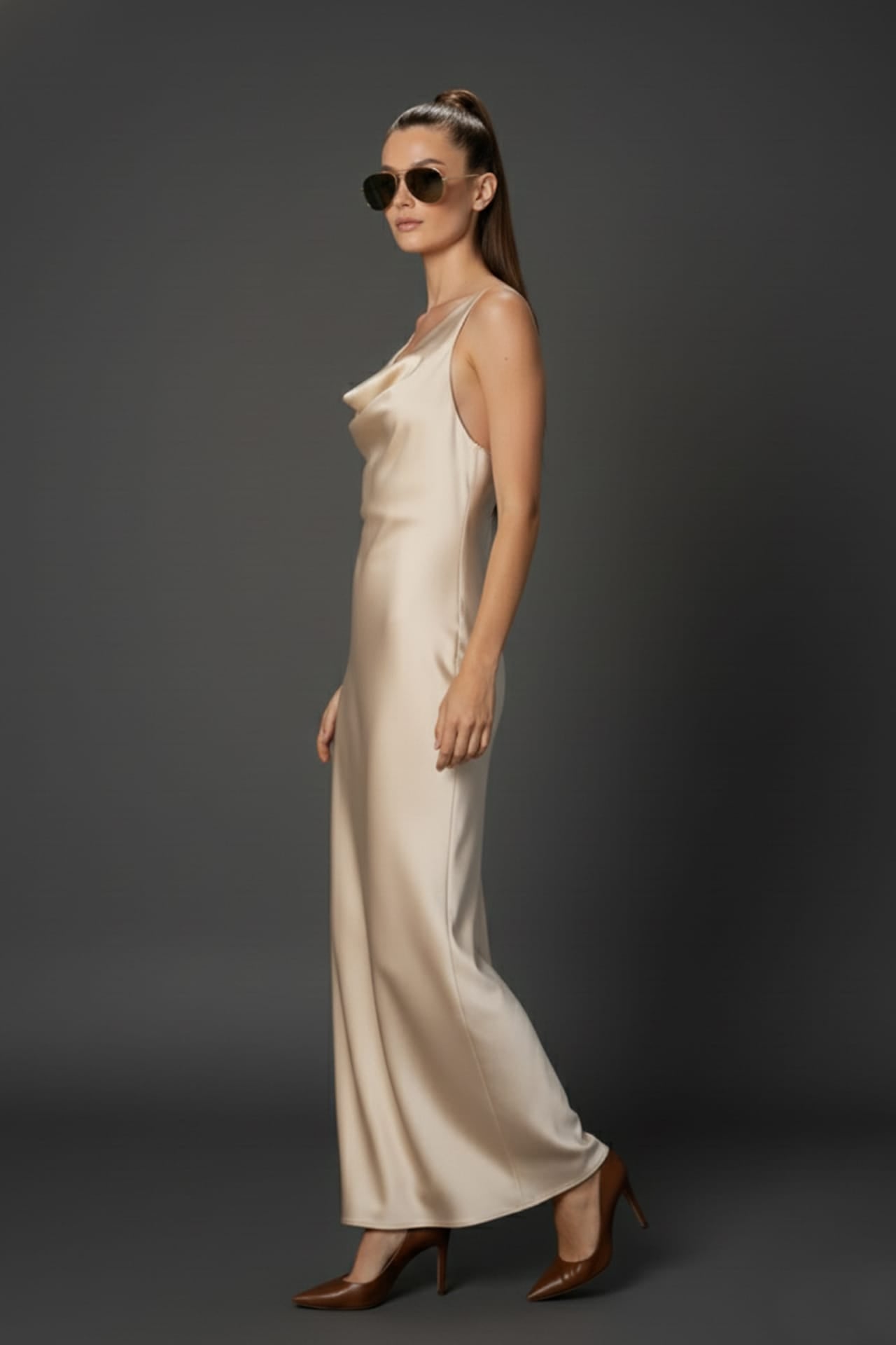 Cowl Neck Crisscross Back Dress for Prom Night