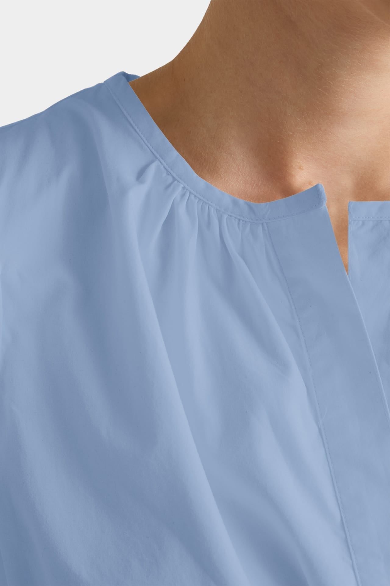 Steel Blue Cotton Poplin Midi Dress for Women – Elegant Daytime Dress