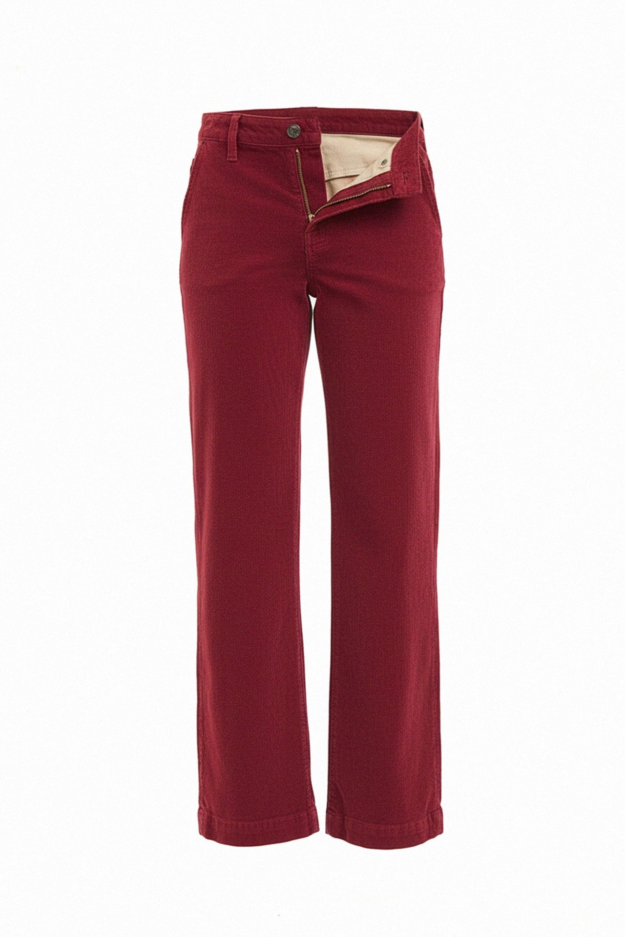 Burgundy Women's Shirt & Straight-Leg Pants Set