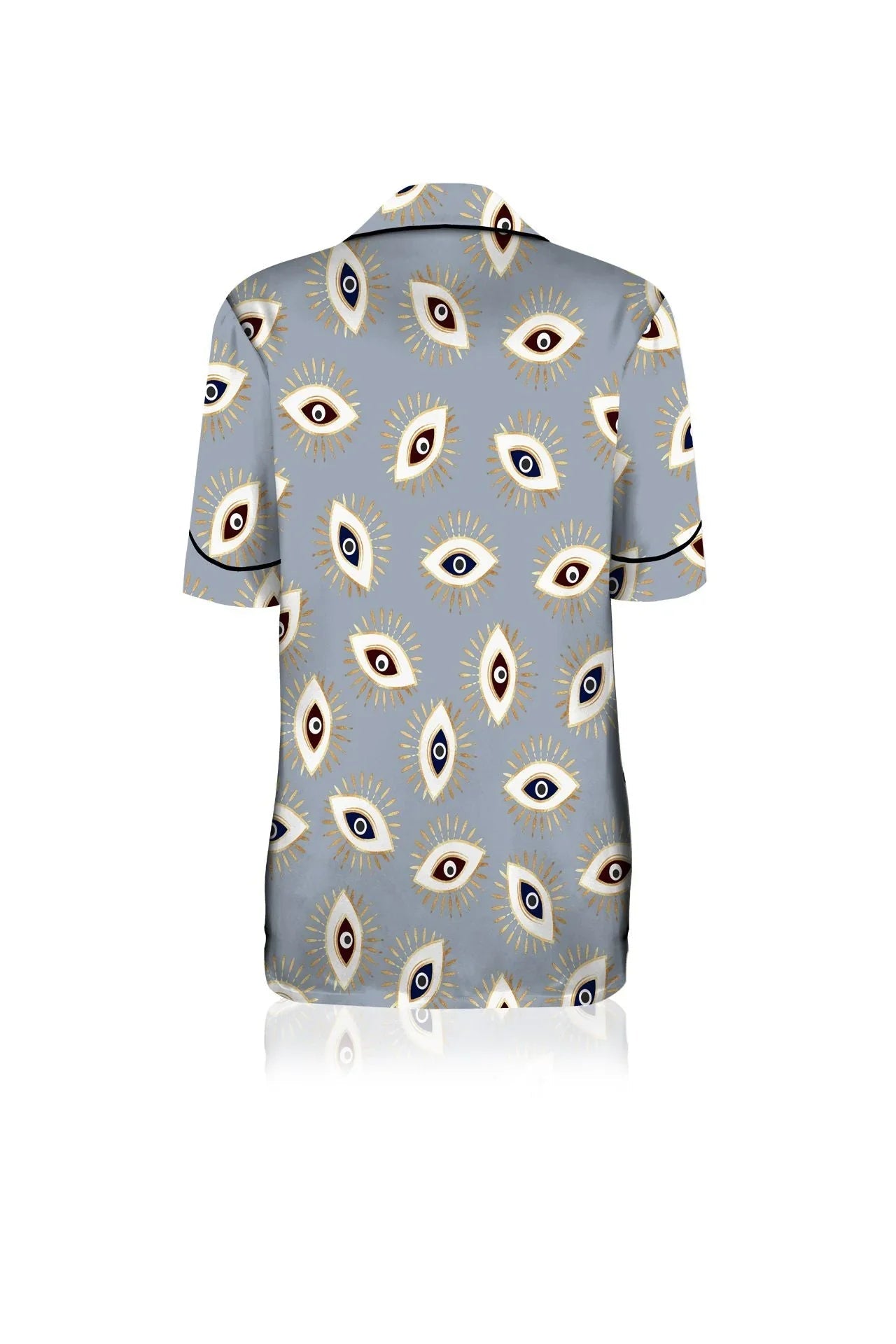 Biodegradable Fabrics Vegan Silk Half Sleeve Pajama Set in  Evil Eye Grey