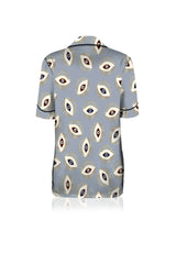 Biodegradable Fabrics Vegan Silk Half Sleeve Pajama Set in  Evil Eye Grey