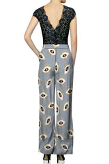 Cupro Sustainable Biodegradable Fabrics Silk Designer Pants In Evil Eye
