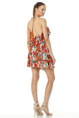 Canaves Epitome Floral Printed Halter Neck Ruffle Top