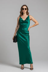 Cowl Neck Crisscross Back Maxi Dress for Holiday Parties