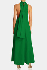 Classic Green High-Neck Maxi Dress