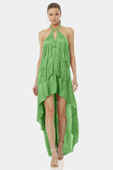 Carmina Mint Green Aesthetic Dress With Long Fringe