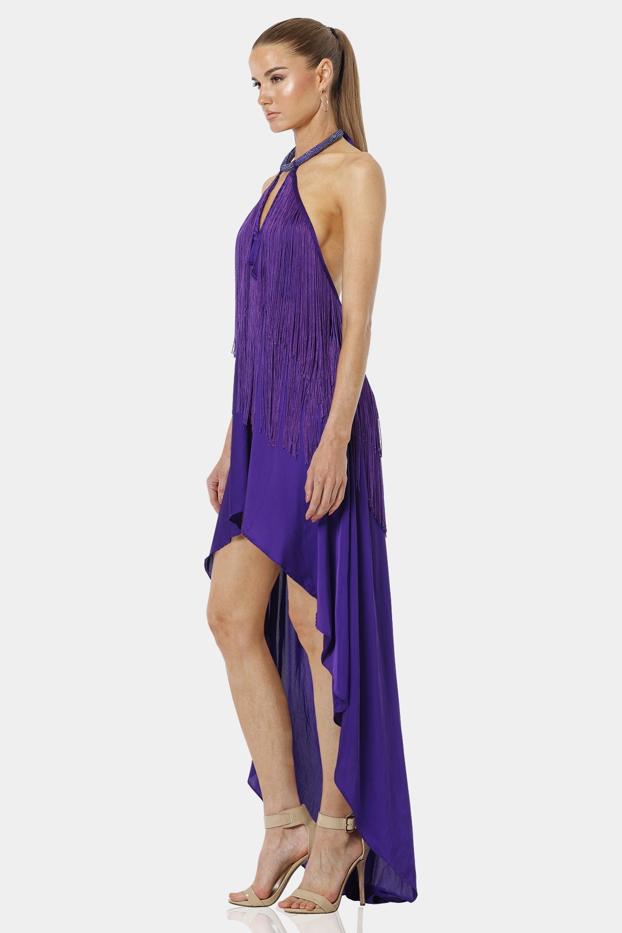 Carmina Purple Dress With Dancing Fringes