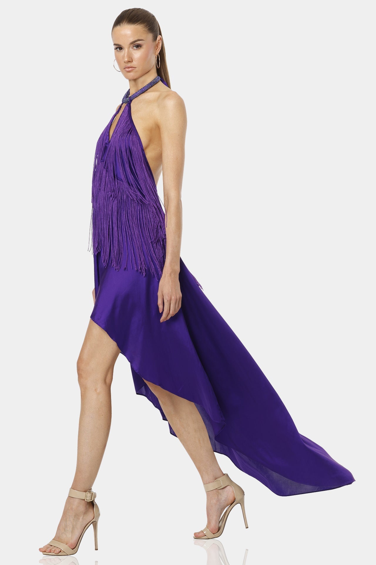 Carmina Purple Dress With Dancing Fringes