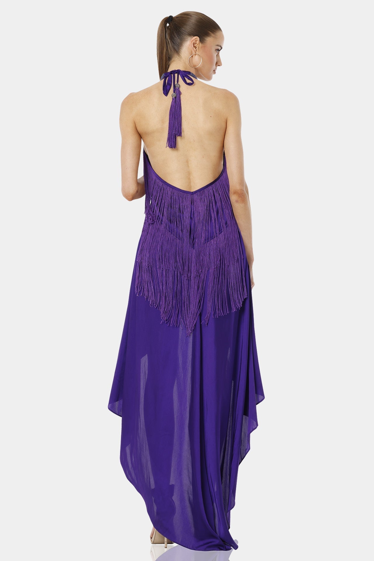 Carmina Purple Dress With Dancing Fringes