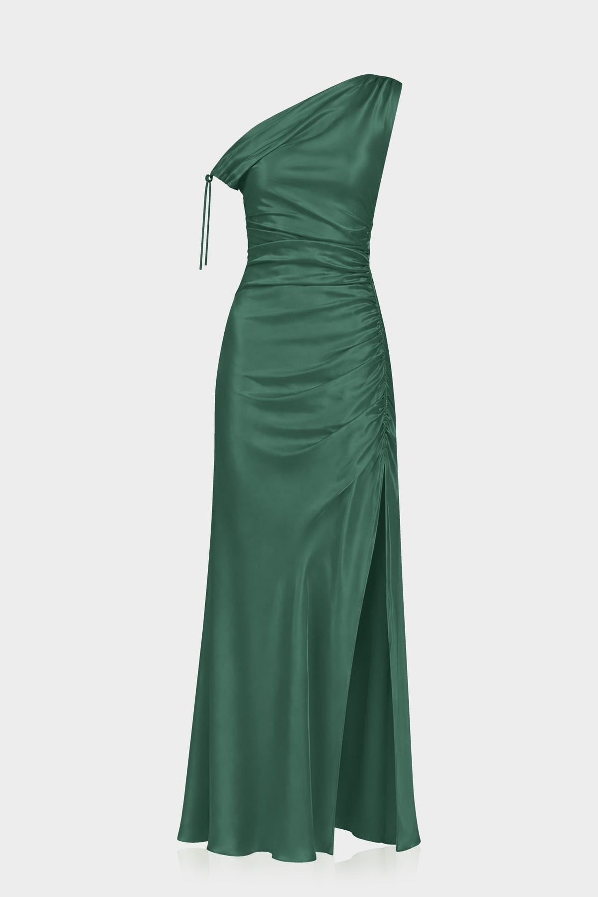 Designer Hunter Green Satin Gown for Weddings and Evening Events