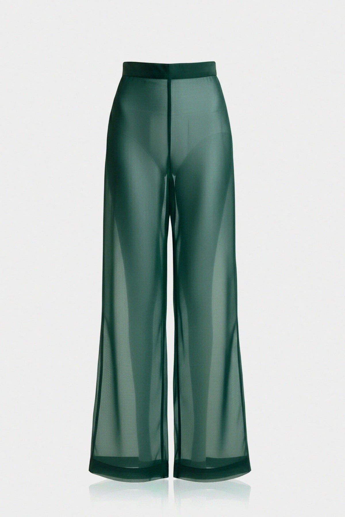 Celeste Dusty Teal Sheer Silk Organza Wide-Leg Pant