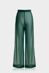 Celeste Dusty Teal Sheer Silk Organza Wide-Leg Pant
