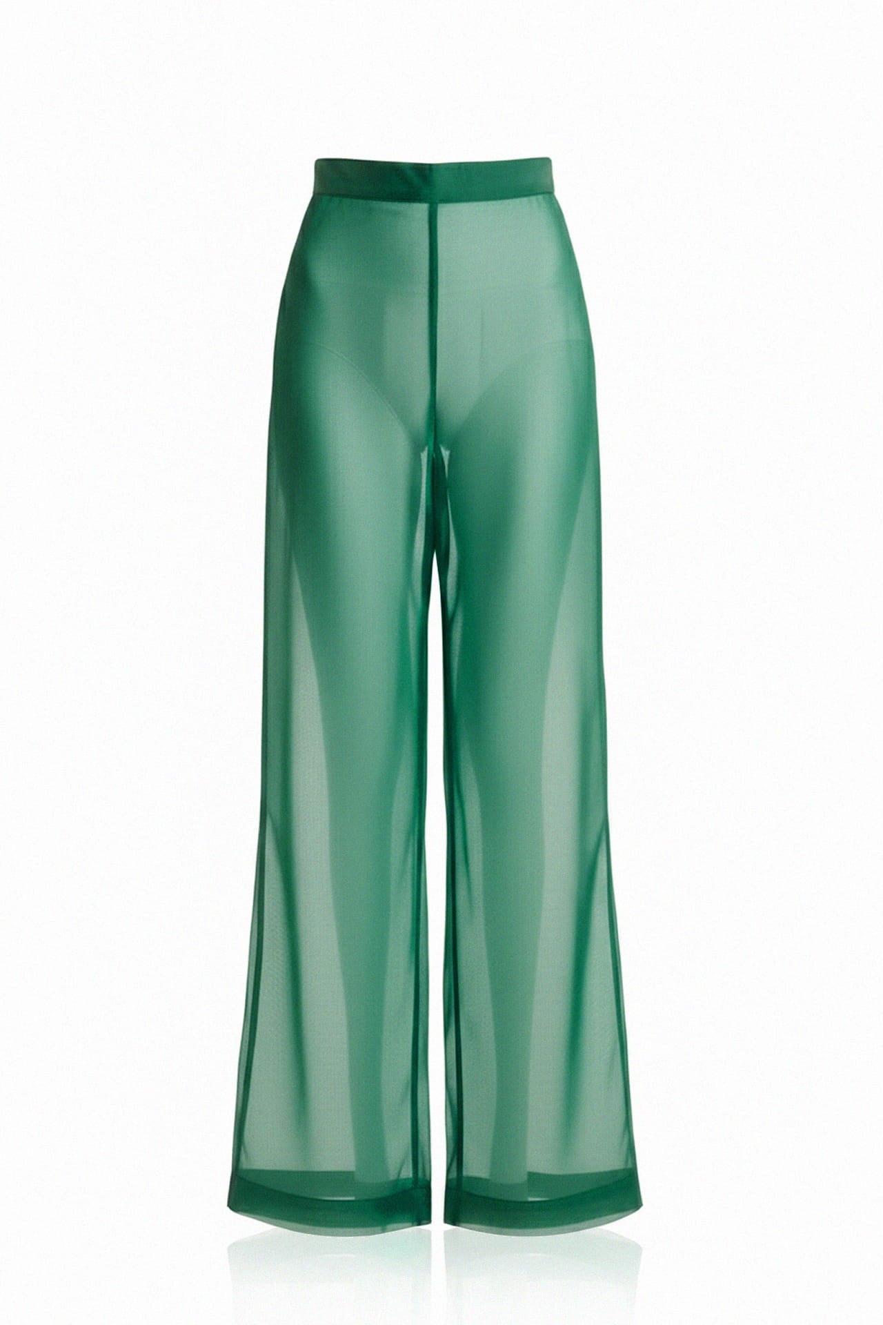 Celeste Emerald Transparent Sheer Mesh Pants with High Waist Fit