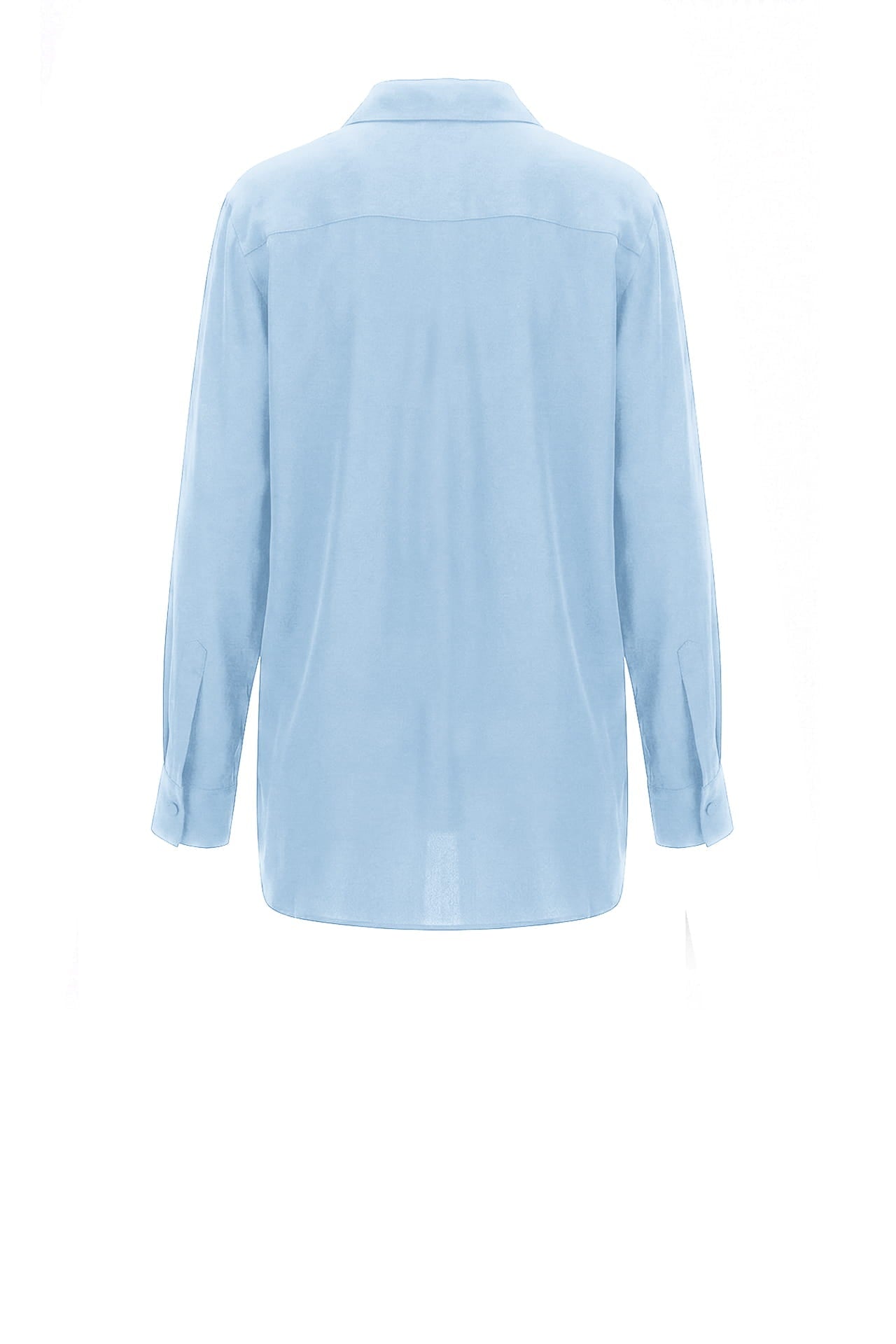 Scarf-Detailed Silk-Georgette Shirt in Powder Blue