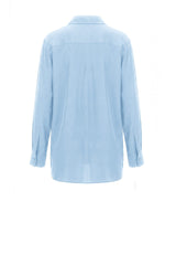 Scarf-Detailed Silk-Georgette Shirt in Powder Blue
