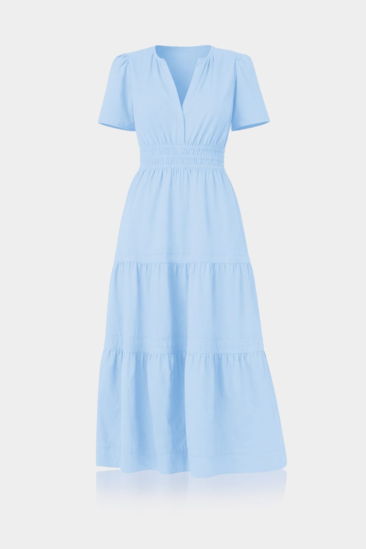Sky Blue Casual Cotton Tiered Dress for Everyday Wear