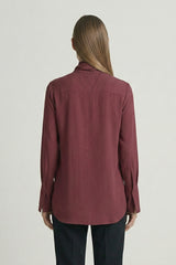 Burgundy  Scarf Tie Neck Blouse