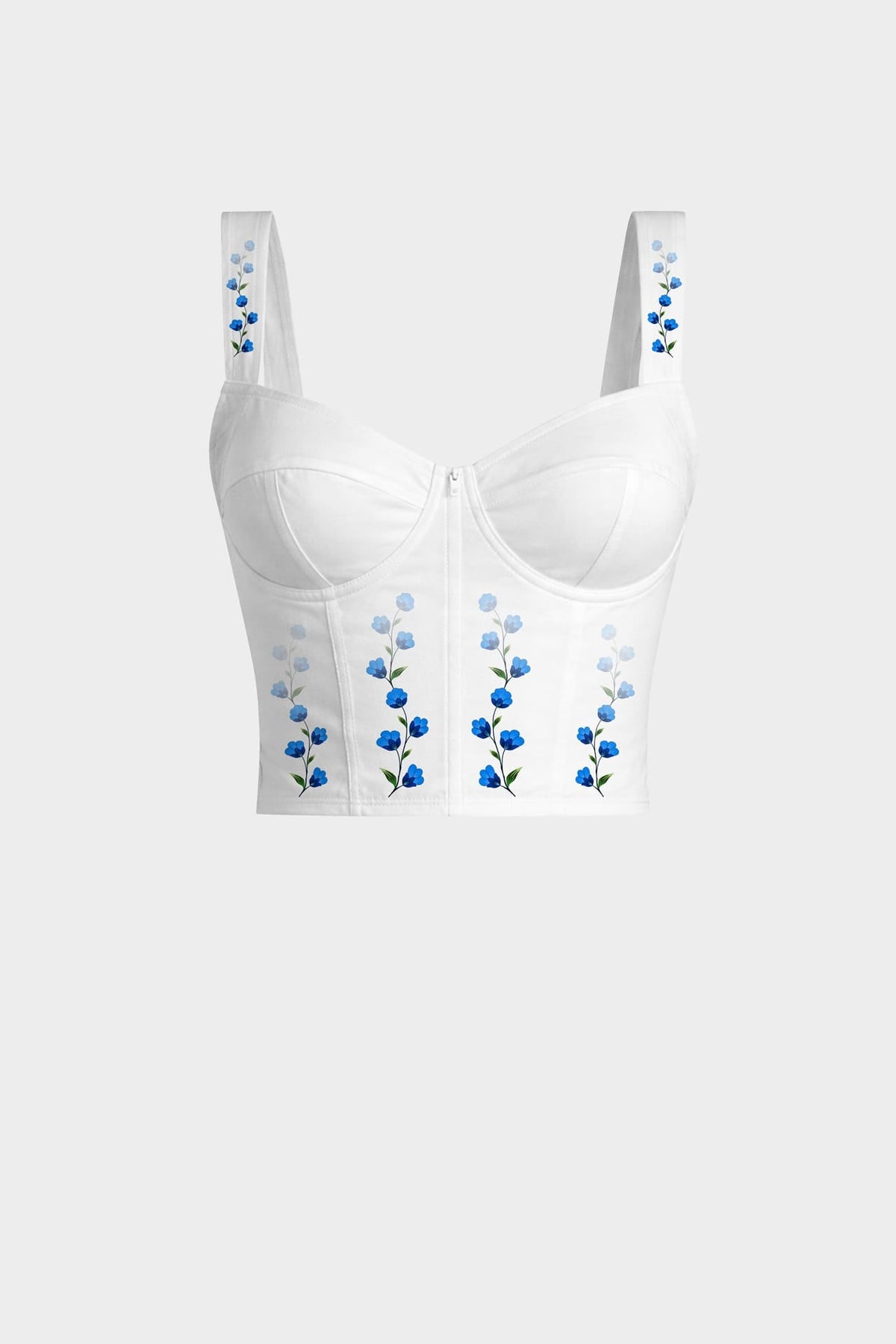 White Floral Bustier Crop Top for Beach Cocktail Nights & Summer Getaway Looks